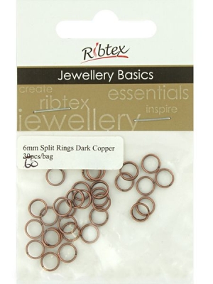 Jump/Split Rings Dark Copper 6mm Pack 60